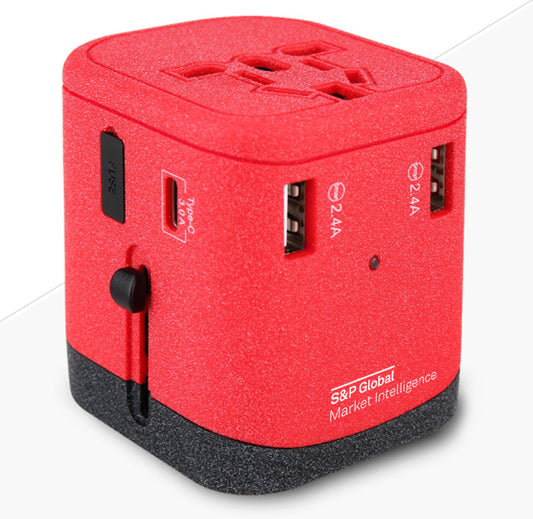 Premium Gift: Quad 3 USB Port Travel Adaptor Type C - Red (SPGMI Logo)